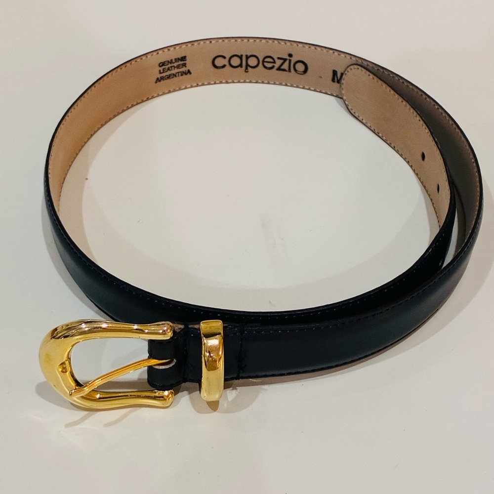 Vintage Capezio Leather Belt | Navyblue & Gold | Made in Argentina | Size M/L